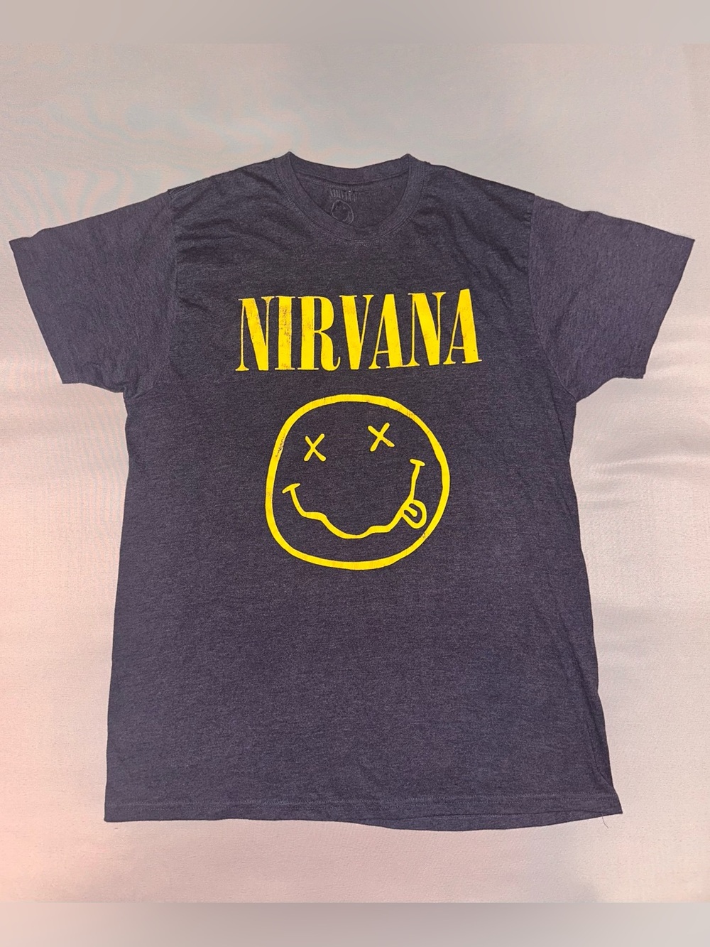 NIRVANA Navy Graphic Tee with Yellow Logo